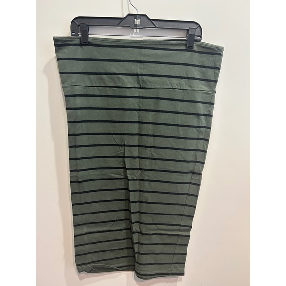 torrid Dresses & Skirts - Torrid Plus Size Olive Green Black Striped Stretch Knit Pencil Skirt